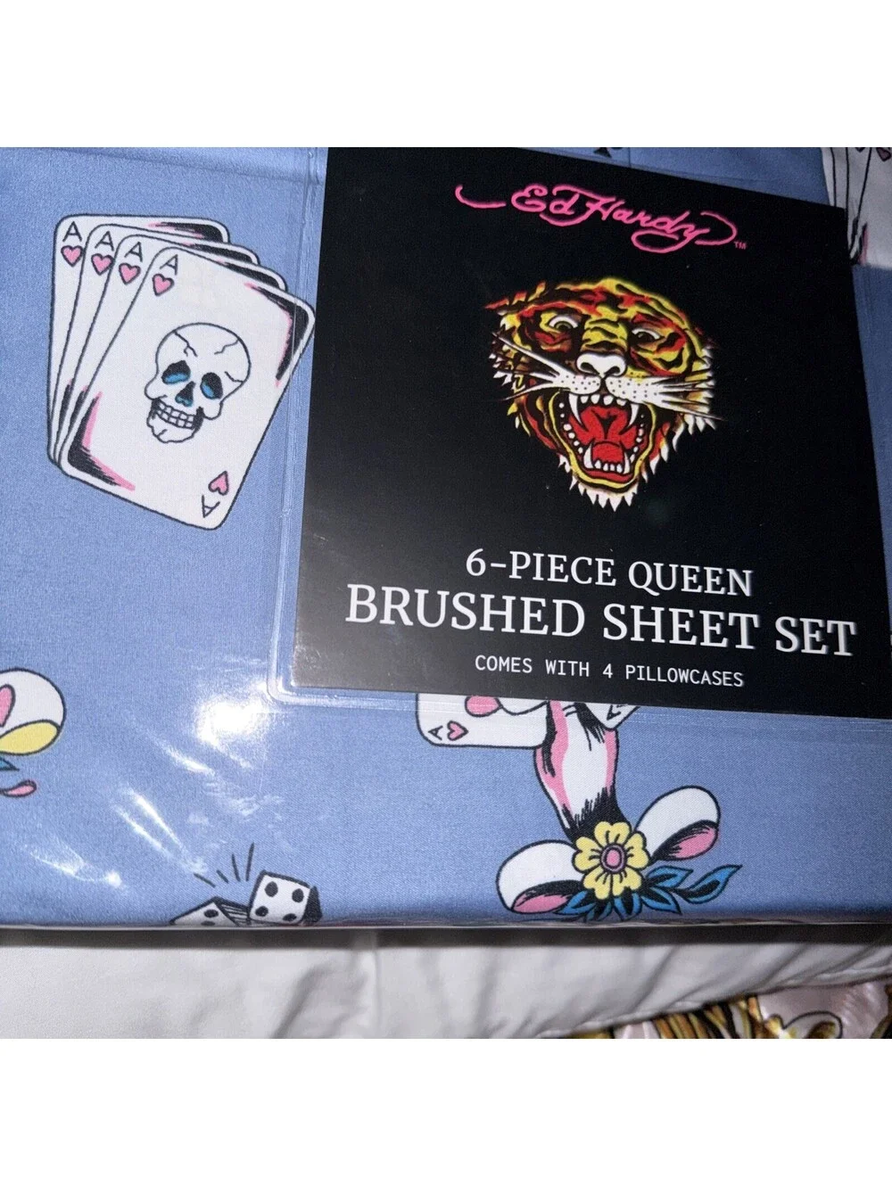 Ed Hardy Queen Sheet Set 6Pc Double Brushed Soft Cooling Bedding